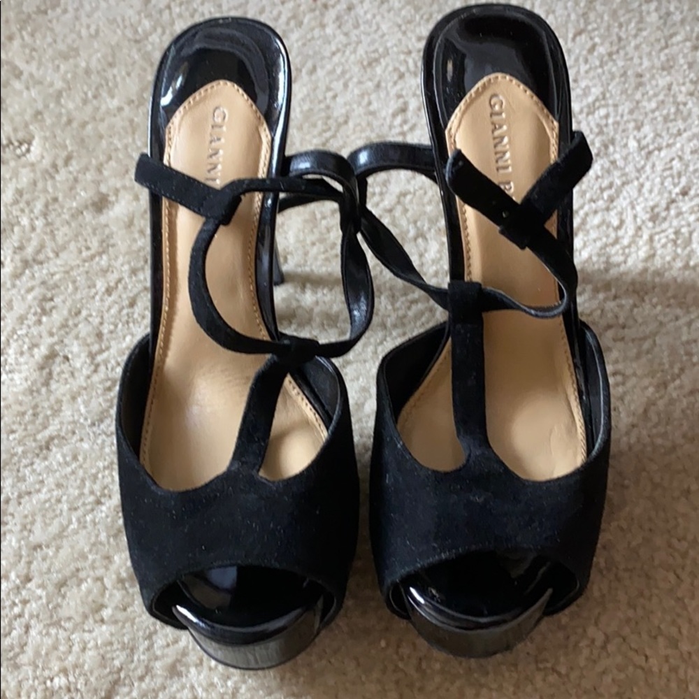Black suede heels